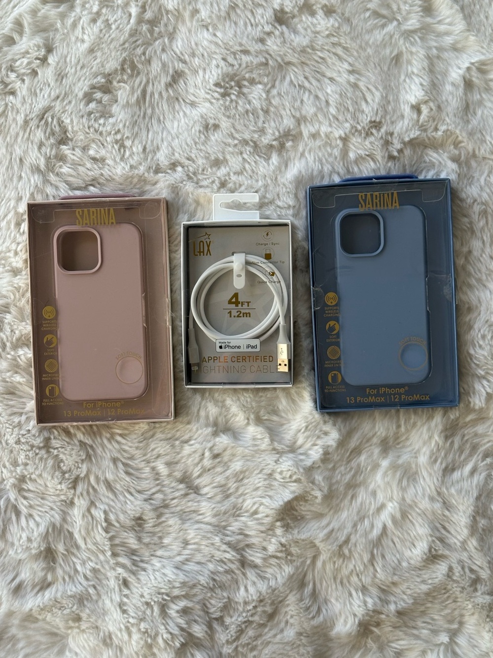 Sarina Apple 14 Pro Max Dusty Rose Periwinkle Blue + Charger